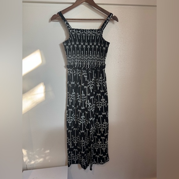 Primark Black & White Smocked Wide-Leg Jumpsuit Girl’s Kids 11/12 Tropical Palm - Picture 2 of 9